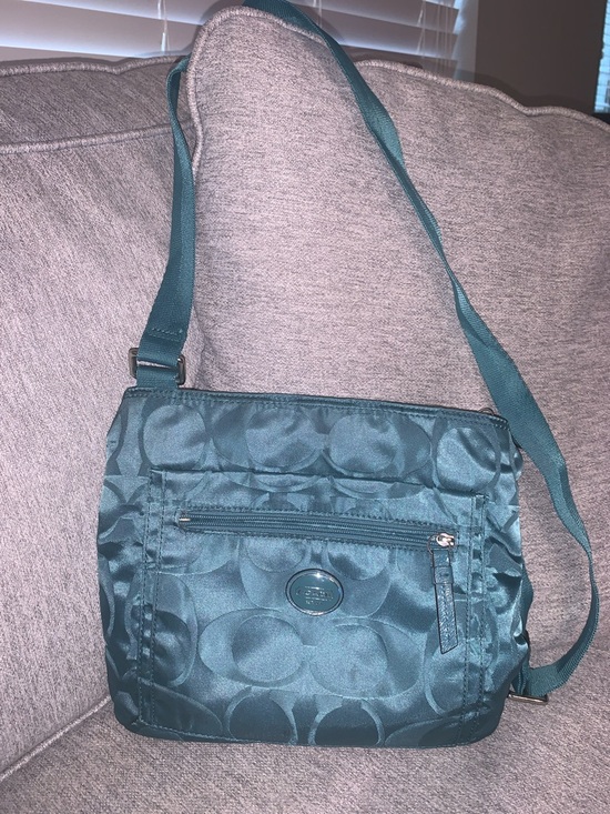 Coach Handbags - Coach Getaway Signature Nylon Crossbody File Bag in Turquoise
